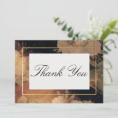 ブラック&金ゴールドヴィンテージグラムフローラ結婚ズ サンキューカード (スタンド正面)