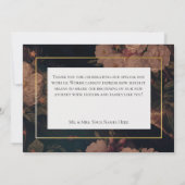 ブラック&金ゴールドヴィンテージグラムフローラ結婚ズ サンキューカード (裏面)