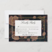 ブラック&金ゴールドヴィンテージグラムフローラ 出欠カード (正面)