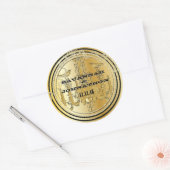 ブラック&金ゴールドヴィンテージシャンデリアラブバード結婚ズ ラウンドシール (封筒)