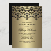 ブラック&金ゴールドヴィンテージダマスクブライダルシャワー招待状 招待状 (正面/裏面)