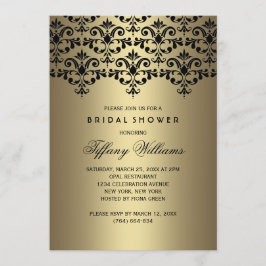ブラック&金ゴールドヴィンテージダマスクブライダルシャワー招待状 招待状