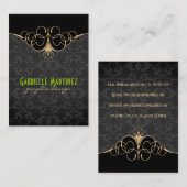 ブラック&金ゴールドヴィンテージダマスク 名刺 (正面/裏面)