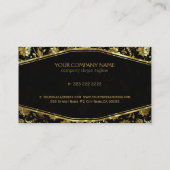 ブラック&金ゴールドヴィンテージフローラダマスク2c 名刺 (裏面)