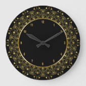 ブラック&金ゴールドヴィンテージフローラ曼荼羅 ラージ壁時計 (正面)