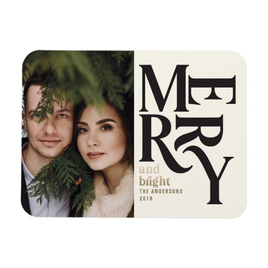 ブラック&金ゴールドヴィンテージメリーの発表 マグネット (横)