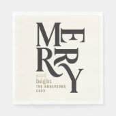 ブラック&金ゴールドヴィンテージメリークリツマスパーティー スタンダードランチョンナプキン (正面)