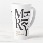 ブラック&金ゴールドヴィンテージメリーチャリッツマスギフト カフェラテマグ (右アングル)