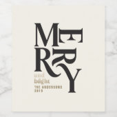 ブラック&金ゴールドヴィンテージメリーチャリッツマスギフト ワインラベル (シングルラベル)