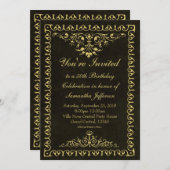 ブラック/金ゴールドヴィンテージ50th/誕生日/パーティの招待状 招待状 (正面/裏面)