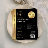ブラック&金ゴールド企業のビジネスQRコードマーケティング チラシ