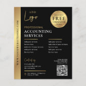 ブラック&金ゴールド企業のビジネスQRコードマーケティング チラシ (正面)