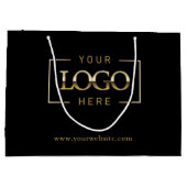 ブラック&金ゴールド会社のカスタムロゴミニマリストプロモーション ラージペーパーバッグ (裏面)