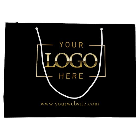 ブラック&金ゴールド会社のカスタムロゴミニマリストプロモーション ラージペーパーバッグ (裏面)