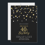 ブラック&金ゴールド六角紙吹雪40th誕生日パーティー 招待状<br><div class="desc">40歳祝の誕生日パーティの招待状とモダンあなたの特別な日。このデザインはスタイリッシュ、黒と金ゴールドの色のコンボを持つ六角形の紙吹雪を持つレタリングスクリプト「40th Birthday」を備えている。私のショップBaraBomDesignでは、さらにパーティーの供給を利用できる。</div>