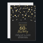 ブラック&金ゴールド六角紙吹雪60th誕生日パーティー 招待状<br><div class="desc">60歳祝の誕生日パーティーの招待モダンで、あなたの特別な日。このデザインはスタイリッシュ、黒と金ゴールドカラーのテーマを持つ六角紙吹雪を持つレタリングスクリプト「60番目の誕生日」を備えている。印刷された招待状を注文するか、すぐに送信するためのデジタル招待状をダウンロードできる。私のショップBaraBomDesignでは、より多くの招待状やパーティーの供給が利用可能である。</div>