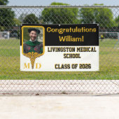 ブラック&金ゴールド医学校卒業 横断幕 (インサイチュ)