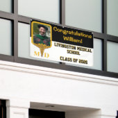 ブラック&金ゴールド医学校卒業 横断幕 (ビルの外側)