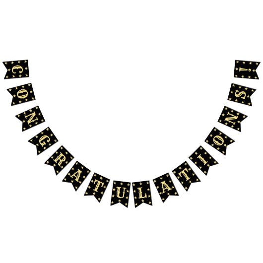 ブラック·金ゴールド卒業おめでとうモダンございます バンティングフラッグ (全)
