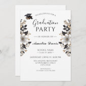 ブラック&金ゴールド卒業お祝い招待状 招待状 (正面/裏面)