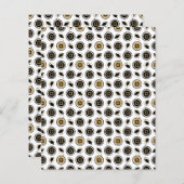 ブラック&金ゴールド卒業パターンスクラップブック紙 (正面/裏面)