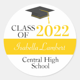 ブラック&金ゴールド卒業パーティー好意ステッカー ラウンドシール