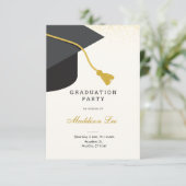 ブラック&金ゴールド卒業パーティー招待状 招待状 (スタンド正面)