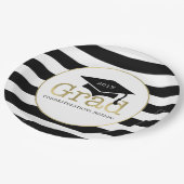 ブラック&金ゴールド卒業党 ペーパープレート (アングル)