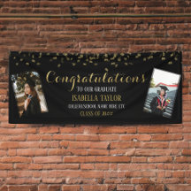 ブラック&金ゴールド卒業写真おめでとう