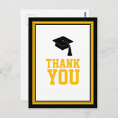ブラック&金ゴールド卒業式パーティーありがとう ポストカード (正面/裏面)