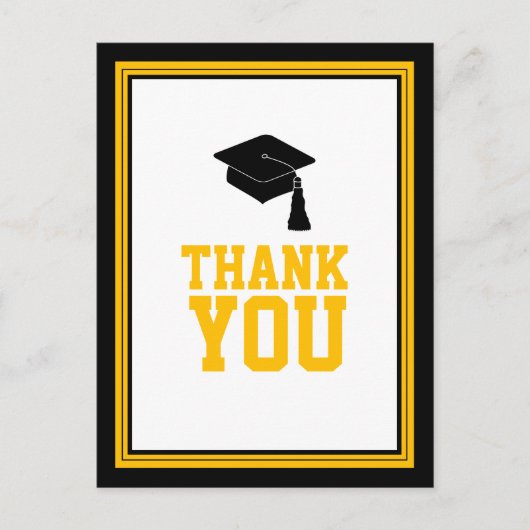 ブラック&金ゴールド卒業式パーティーありがとう ポストカード (正面)