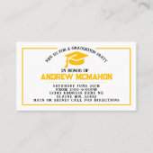 ブラック&金ゴールド卒業招待状発表インサート 名刺 (正面)