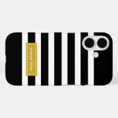 ブラック&金ゴールド名門私立校風のズストライプモノグラム Case-Mate iPhoneケース (裏面 (横))