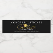 ブラック&金ゴールド大学院卒業2025パーティー ペットボトルラベル (シングルラベル)