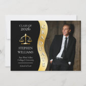 ブラック |金ゴールド大学院波法法法法学Grad 案内状 (正面)