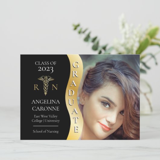 ブラック |金ゴールド大学院生Wave Caduceus RN看護グラード 案内状 (スタンド正面)