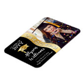 ブラック |金ゴールド大学院生Wave Grad Cap写真 マグネット (左側)