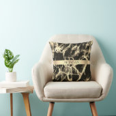 ブラック&金ゴールド大理石、ストライプ金ゴールド、名前&モノグラム クッション (椅子)