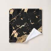 ブラック&金ゴールド大理石 バスタオルセット (ウォッシュタオル)