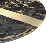 ブラック&金ゴールド大理石、金ゴールドバー、DIY名前&モノグラム カッティングボード (角)