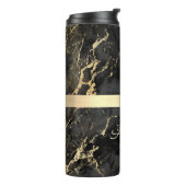 ブラック&金ゴールド大理石、金ゴールドバー、DIY名前&モノグラム タンブラー (回転左)
