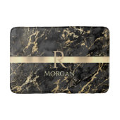 ブラック&金ゴールド大理石、金ゴールドバー、DIY名前&モノグラム バスマット (正面)
