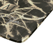 ブラック&金ゴールド大理石、金ゴールドボックス、名前&モノグラム カッティングボード (角)
