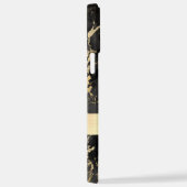 ブラック&金ゴールド大理石， DIYブラックネーム&ウィットモノグラム iPhoneケース (右側面)