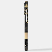 ブラック&金ゴールド大理石， DIYブラックネーム&ウィットモノグラム iPhoneケース (左側面)