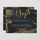 ブラック&金ゴールド大理石RSVPポストカード ポストカード (正面/裏面)