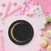 ブラック&金ゴールド天月星月魔法 ペーパープレート (パーティー)