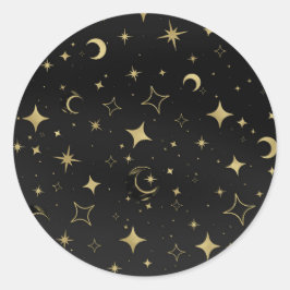 ブラック&金ゴールド天月星結婚ズ ラウンドシール