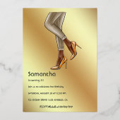 ブラック&金ゴールド女性バースデーパーティー 箔招待状 (裏面)