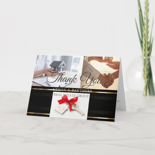 ブラック&金ゴールド実在エテートマーケティング紹介 サンキューカード (正面)